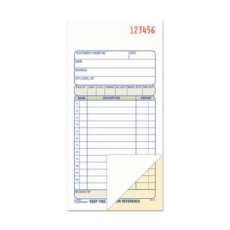 Cardinal Brands Adams, 2-Part Sales Book, 3 3/8 X 6 11/16, Carbonless, 50PK DC3705